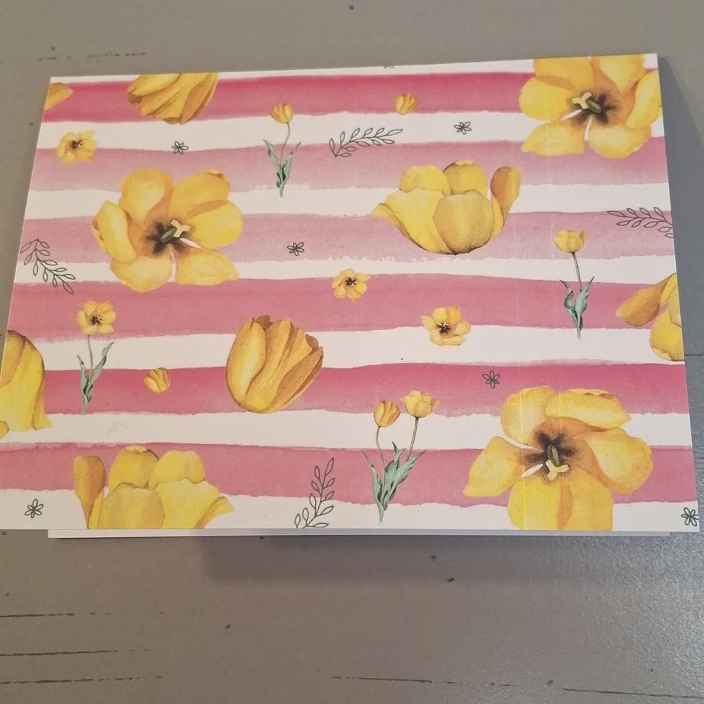 Floral Striped Blank Notecards